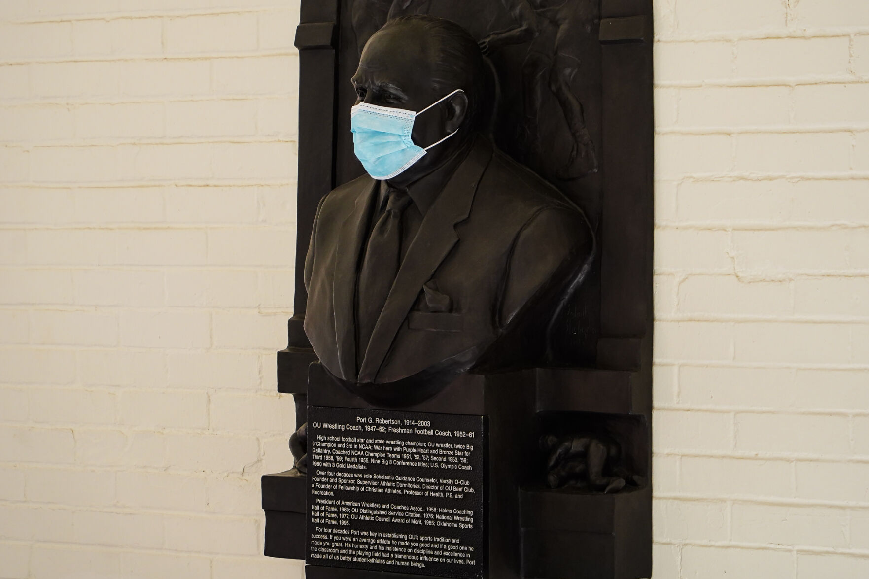 Masked statue